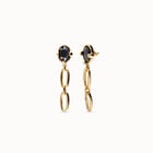 Drop earrings with faceted black crystal and links
